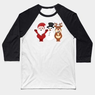 Santa Claus, snowman and red nosed reindeer Baseball T-Shirt